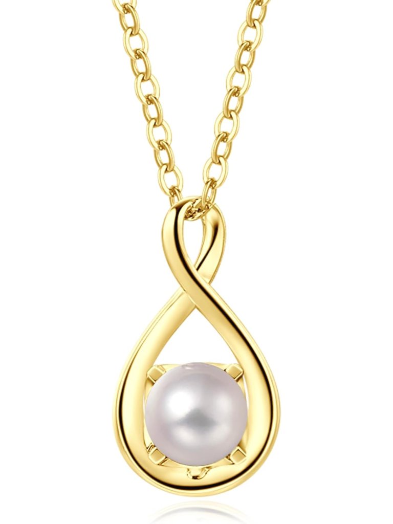 14k Solid Yellow Gold Pendant With Sterling Silver Chain Infinity Necklace Birth